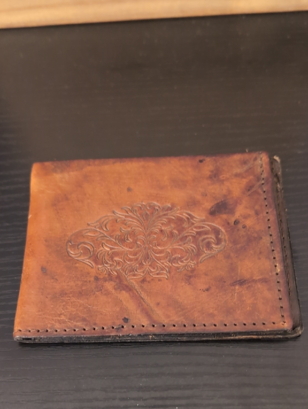 Handcrafted Brown Leather Men's Wallet with Embossed Design